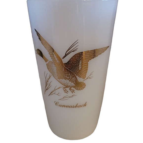 Federal Milk Glass Tumblers Wild Game Set of 3 Mallard Duck Glasses Vintage - Picture 8 of 9